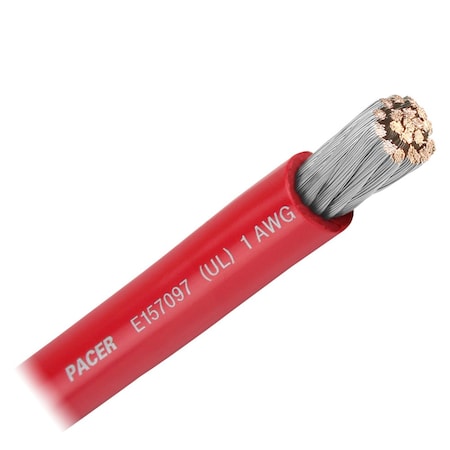 Pacer Group Pacer Red 1 AWG Battery Cable, Sold By The Foot WUL1RD-FT
